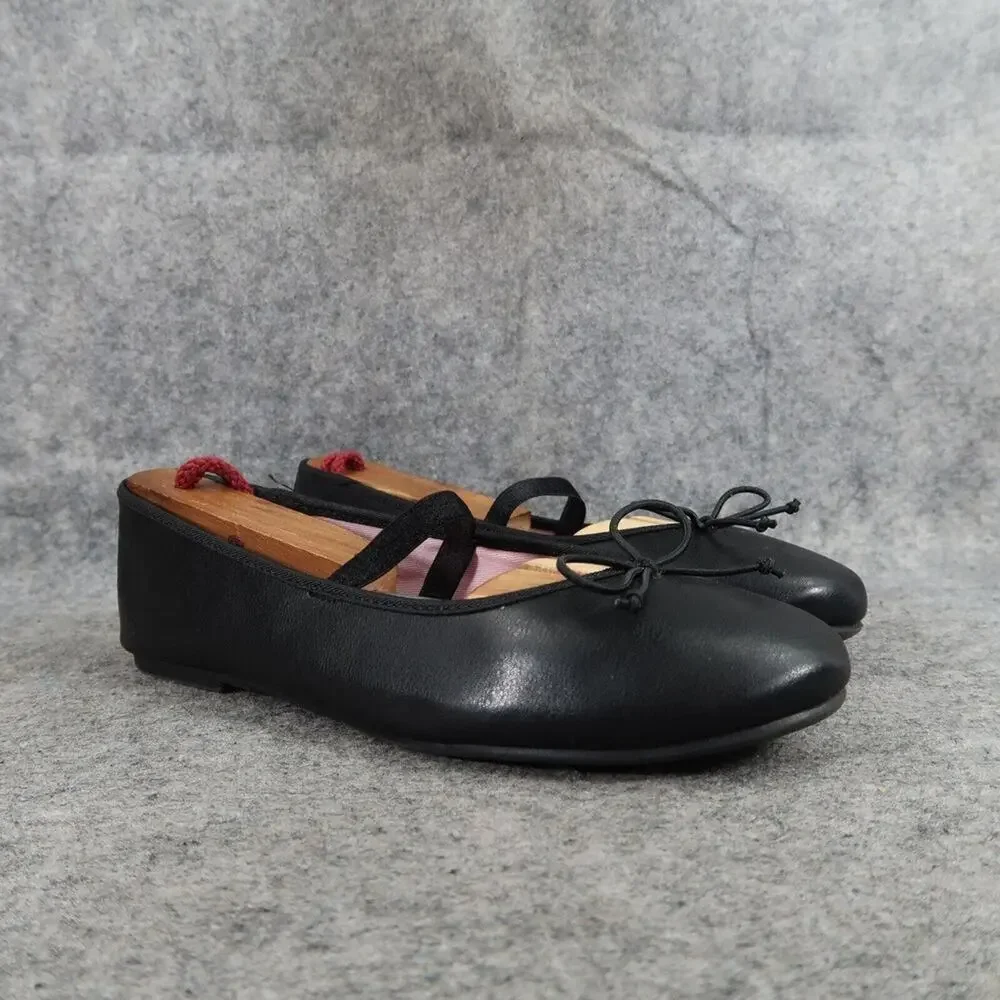 Wonder Nation Shoes Kids 4 Ballet Flats Bow Black Foot Strap Classic Girls Dress